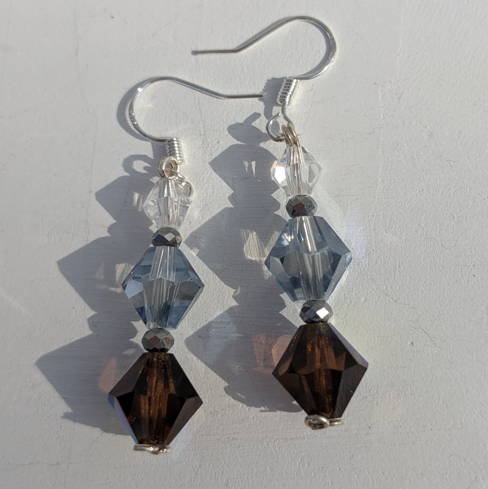Artisan Sparkly Bi-Cone Czech Glass Beaded Earrings Handmade Beautiful